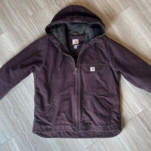Carhartt Purple Hooded Jacket with Sherpa Lining